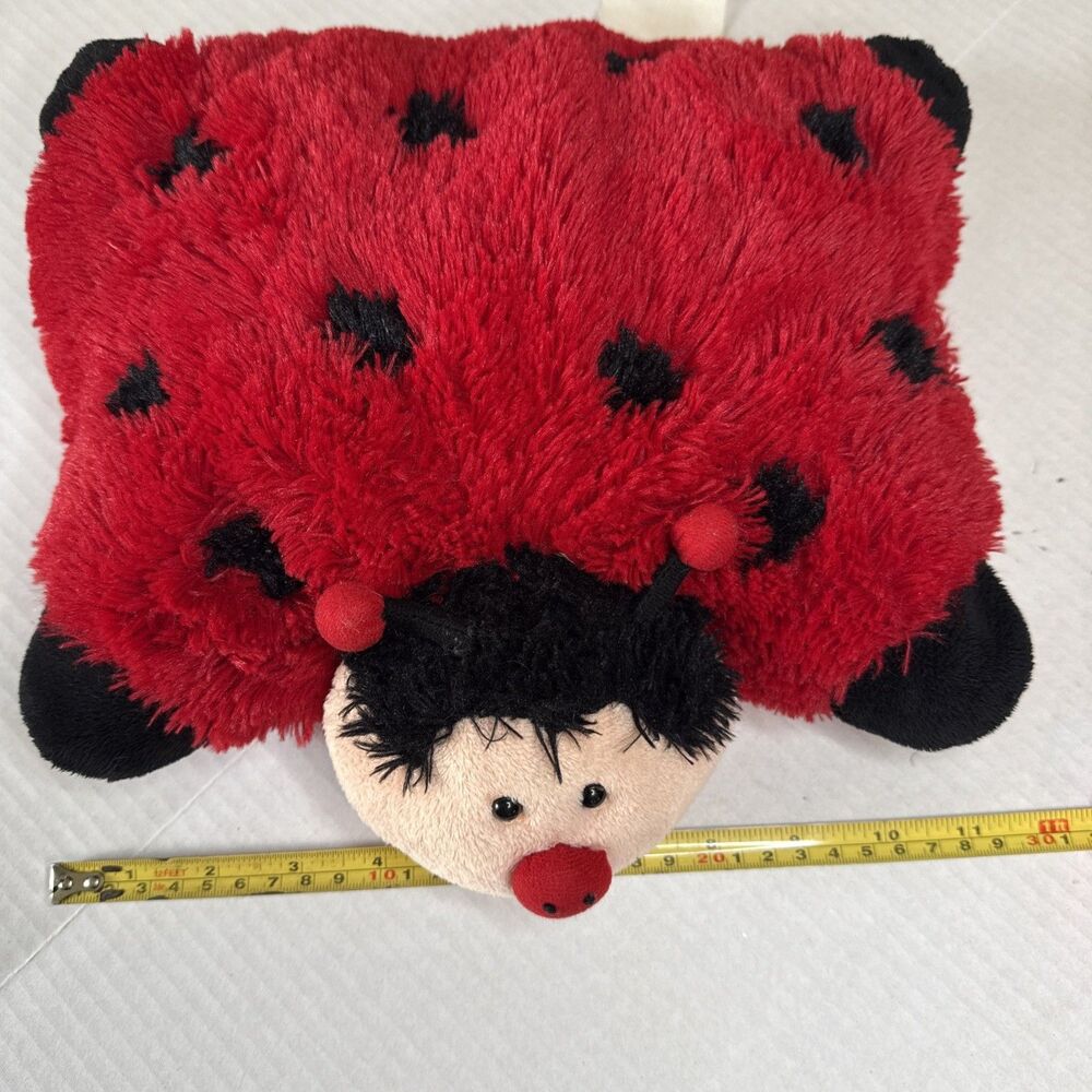 Pillow Pet Ladybug Peewee Red Black Rare Plush 10-13” Stuffed Animal 2010